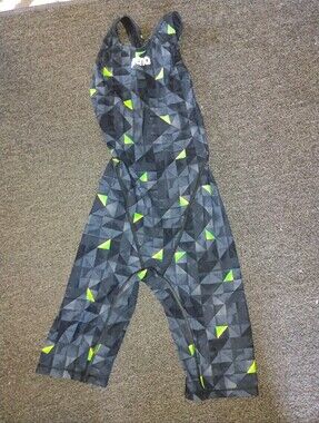 Arena Tech Competition Suit Swimming Competitive Black Grey GreenTriangle 36